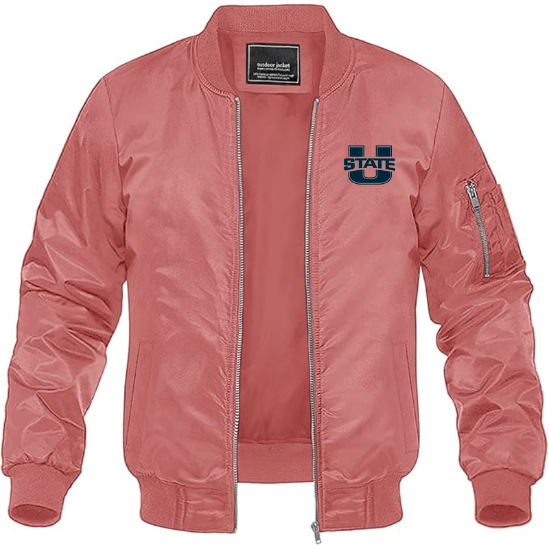 Men's Utah State Aggies  Lightweight Bomber Jacket Windbreaker Softshell Varsity Jacket Coat